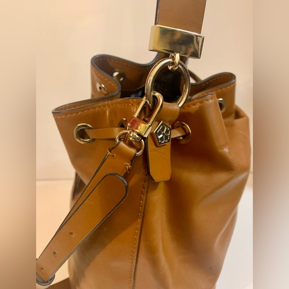 Trina Turk Drawstring Brown Leather Bag - Picture 7 of 10
